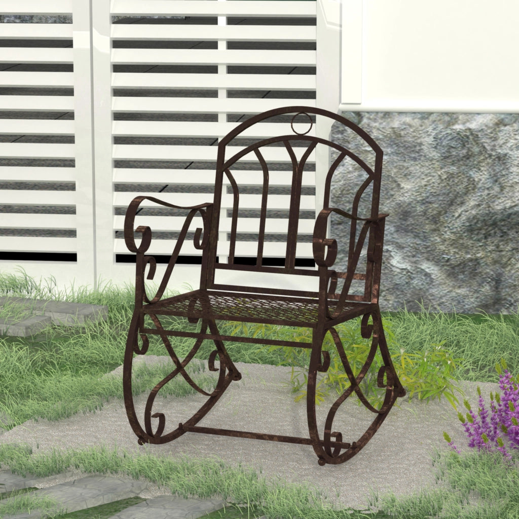 Poltrona dondolo da giardino in rattan ¨C zephmum ¨C marrone e nero 61x79x90