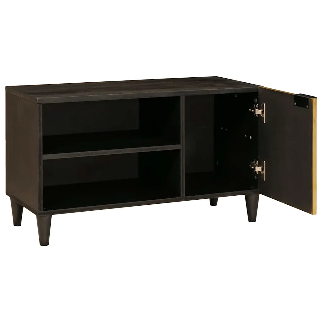 Mobile TV Nero e Oro 80 x 33 x 46 cm Legno multistrato 4017843
