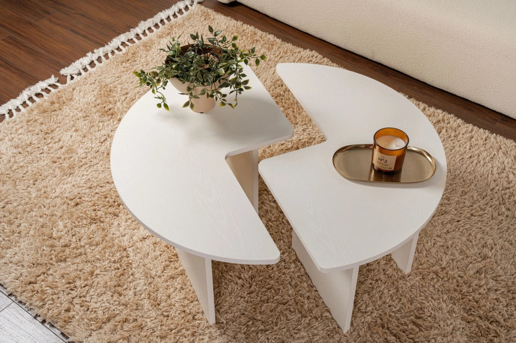 Tavolino in legno "Moira" 90 x 90 x 41 cm - Legno bianco