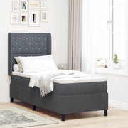 Letto Box Spring con Materasso & LED Grigio Scuro 80x200 cm Velluto
