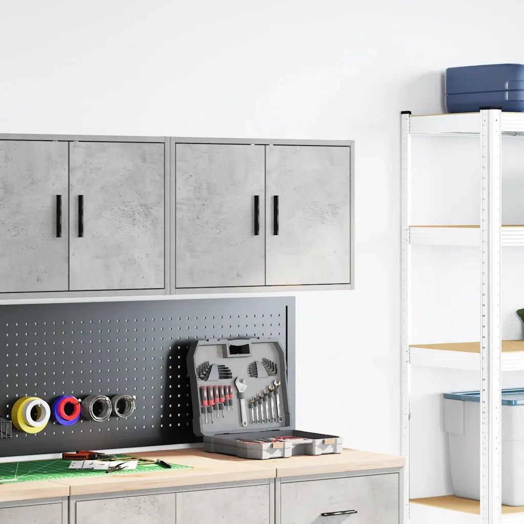 vidaXL Pensile per Garage Grigio Cemento in Legno Multistrato