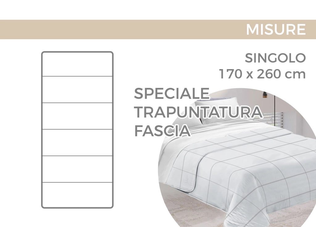 Quilt Trapuntino Piumino Estivo 100gr/mq Microfibra Diadema Rigato - Singolo - Azzurro D7
