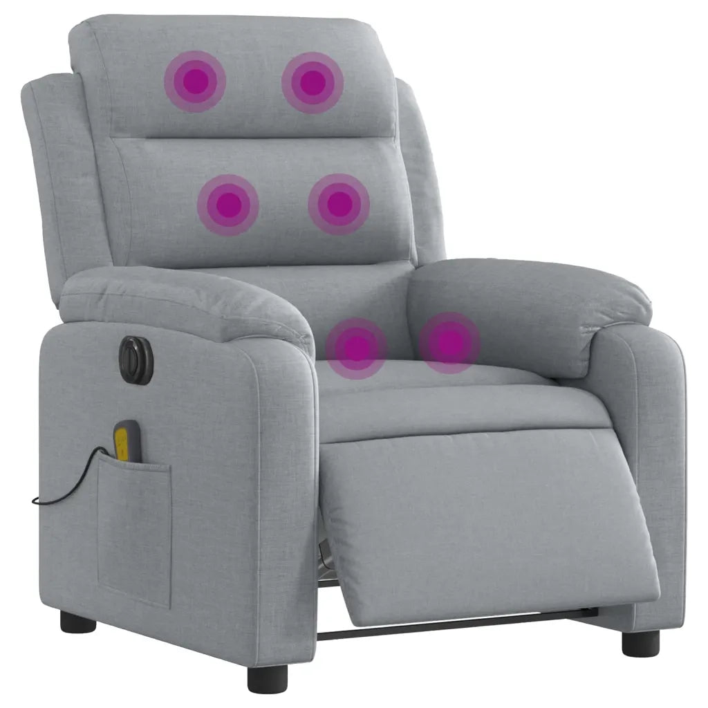 Divano Sedia-Poltrona Reclinabile Massaggio Elettrica Grigio Chiaro Tessuto 362917