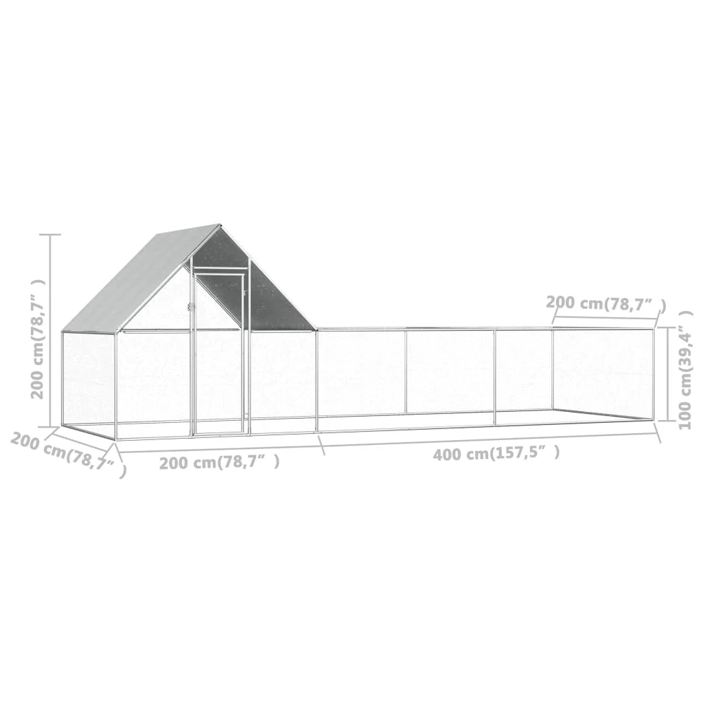 Pollaio 6 x 2 x 2 m con tetto impermeabile acciaio zincato 02_0001718