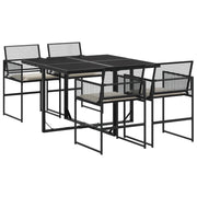 Set da Pranzo da Giardino 5 pz | Set Salotto da Giardino Nero con Cuscini in Polyrattan