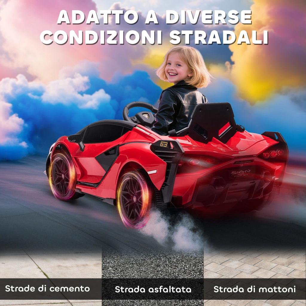 Auto Elettrica Bambini 12V Lamborghini SIAN ¨C zephmum ¨C Rosso con Telecomando