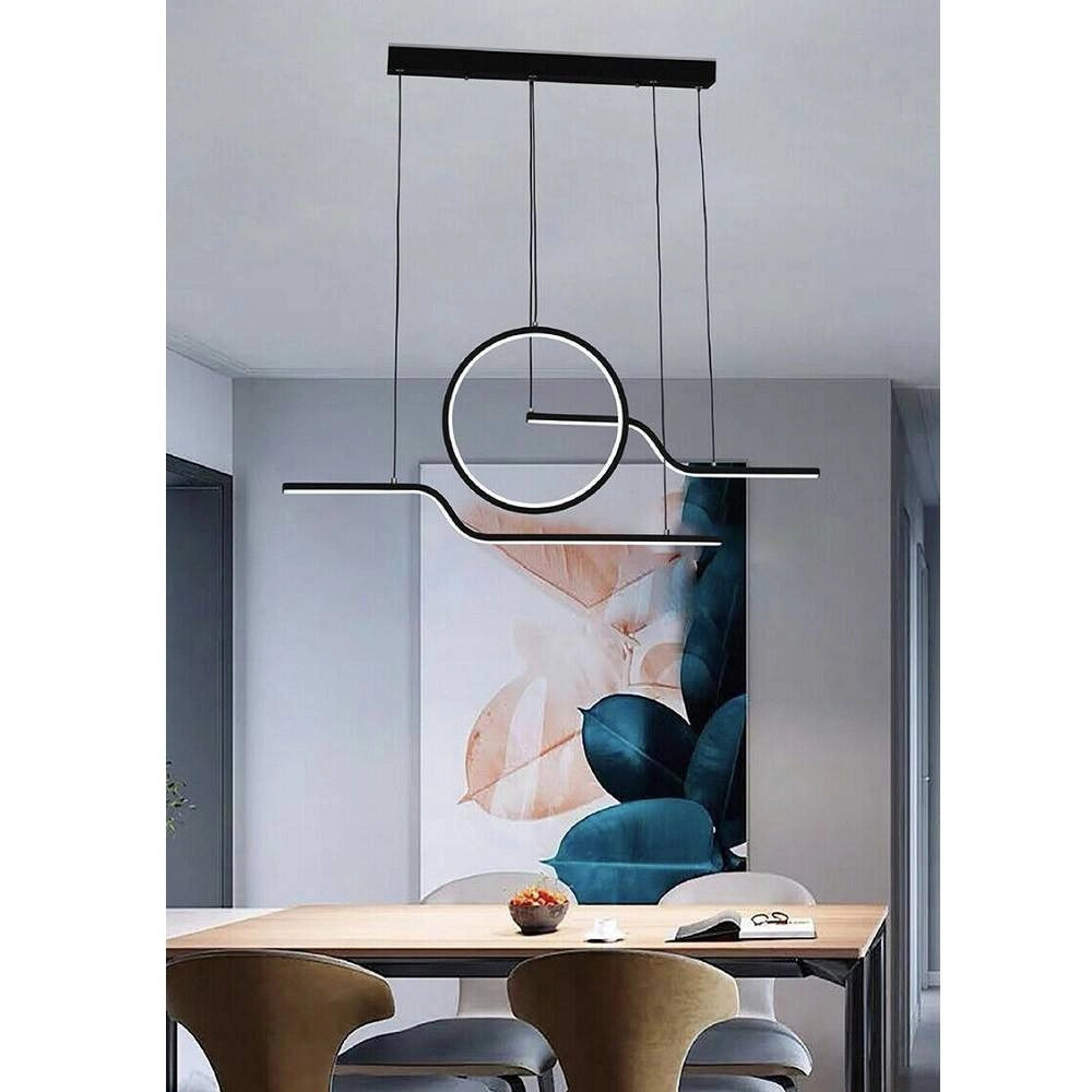 Trade Shop - Lampadario Led 32w Lampada Stile Contemporaneo Moderno Luce 6500k 4000k Nero A44 - -bianco Freddo      -