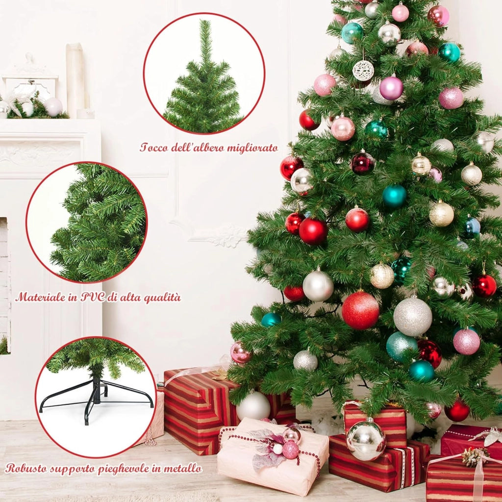 Albero di Natale 180 cm, Albero di Natale Artificiale con 928 Rami Folti, Base in Metallo, Decorazione Natalizia per Casa, Ufficio e Negozio (180 CM)