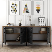 Madia Pollein, Credenza 2 Ripiani, 180x35x78h cm Nero Marmo
