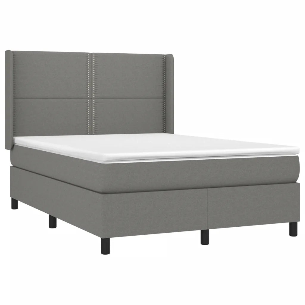 Letto a Molle Materasso e LED Grigio Scuro 140x200cm in Tessuto 3138238