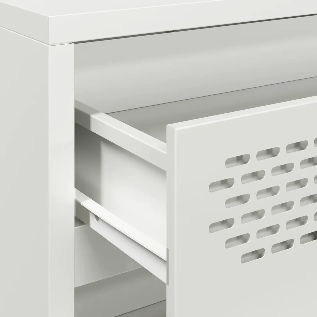 Credenza Bianca 68x39x58,5 cm in Acciaio Laminato a Freddo