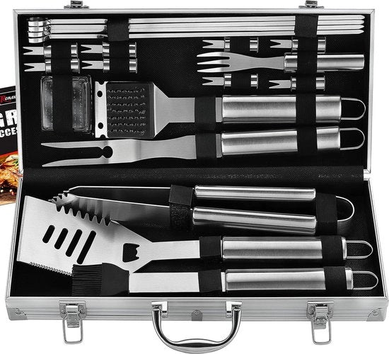 Accessori barbecue in acciaio inossidabile con contenitore di stoccaggio in alluminio