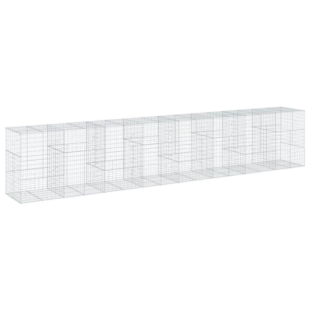 Gabbione recinto a gabbia muro di contenimento con coperchio 800 x 100 x 150 cm ferro zincato argento 02_0040200