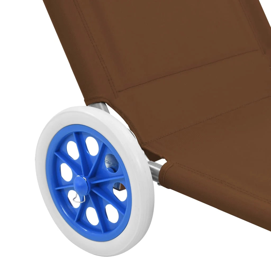 Sdraio sedia a sdraio lettino da giardino prendisole terrazza mobile da esterno pieghevole con tendalino e ruote in acciaio color tortora 02_0012827