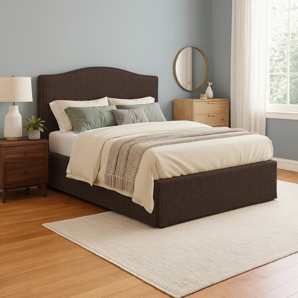 Bebington, Letto Matrimoniale Sfoderabile Made in Italy, Marrone