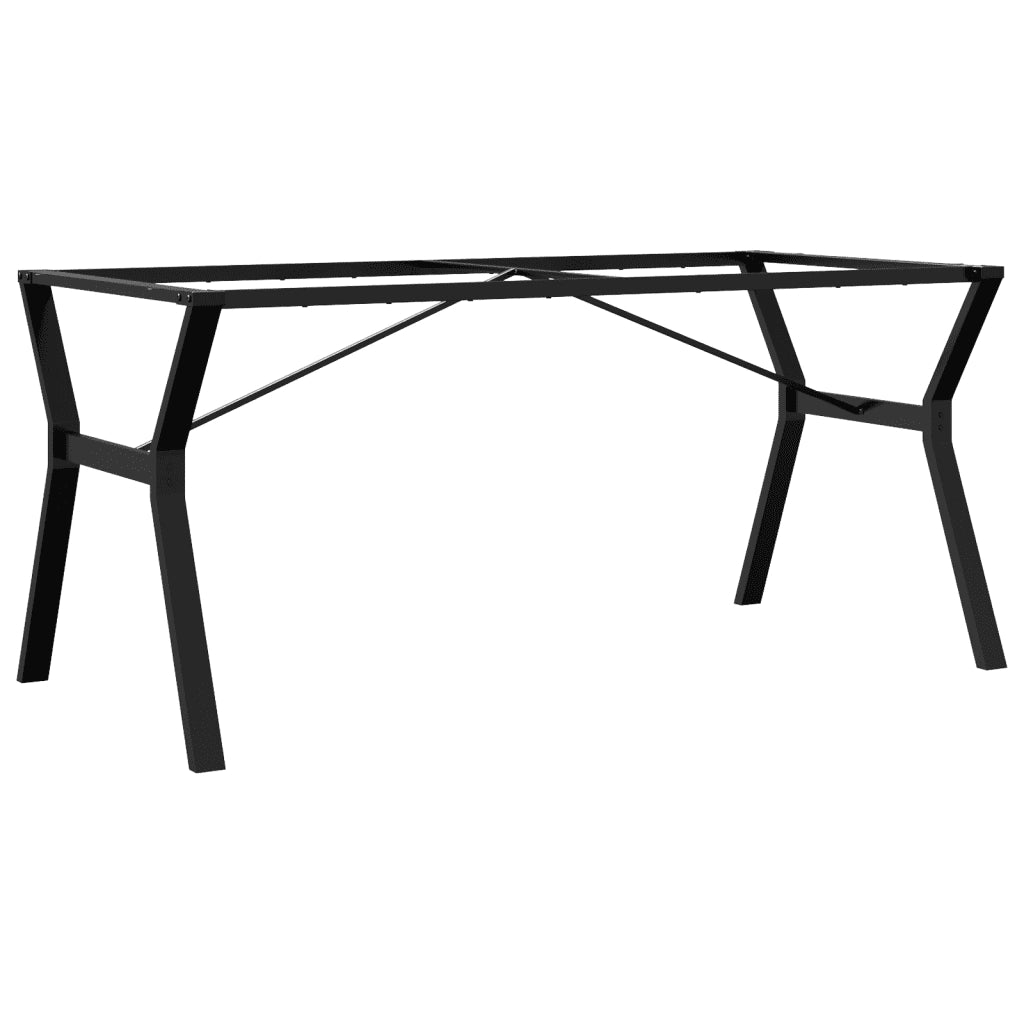 Robuste gambe per tavolo da pranzo in acciaio nero a forma di Y stile industriale 160 x 80 x 73 cm 02_0047263