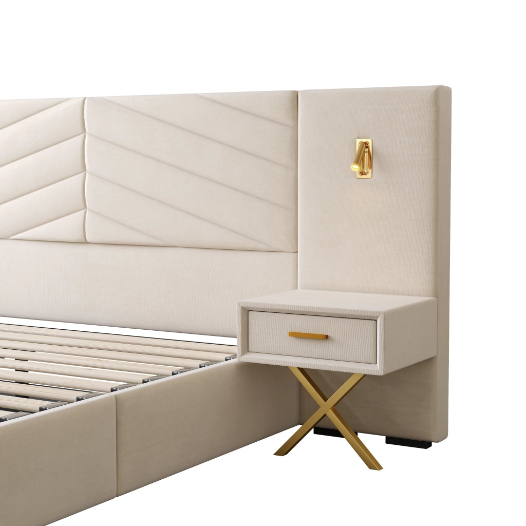 Letti contenitori 160x200 cm; alzata a gas; legno; beige bianco