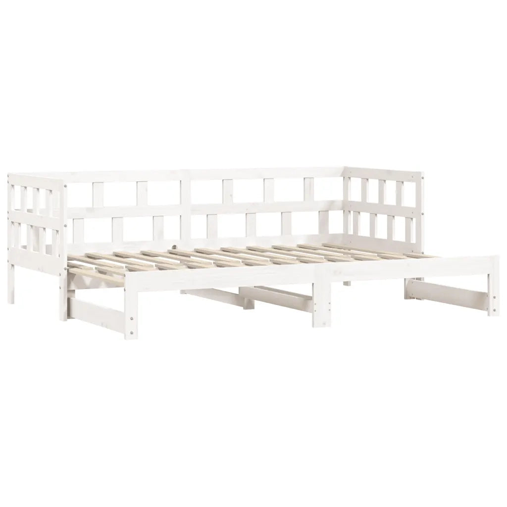 Divano Letto con Letto Estraibile-Sofa Letto-Daybed Bianco 80x200cm Massello Pino 940231