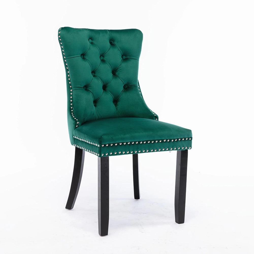 Set 2 sedie Nikki - Xylo - velluto verde gambe legno