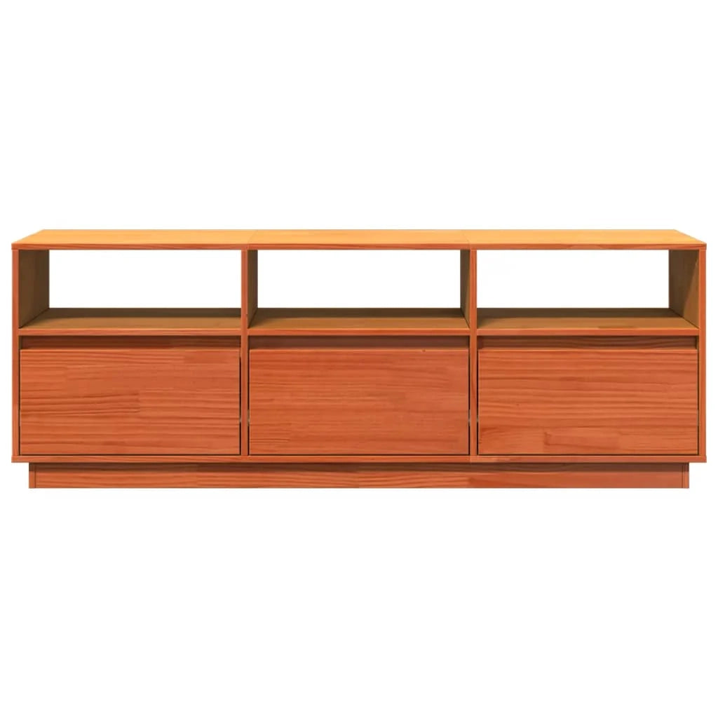 Mobile TV multimediale mensola TV mobile TV sala da pranzo soggiorno camera da letto finitura a cera 140 x 37 x 50 cm legno massello di pino marrone 02_0027561