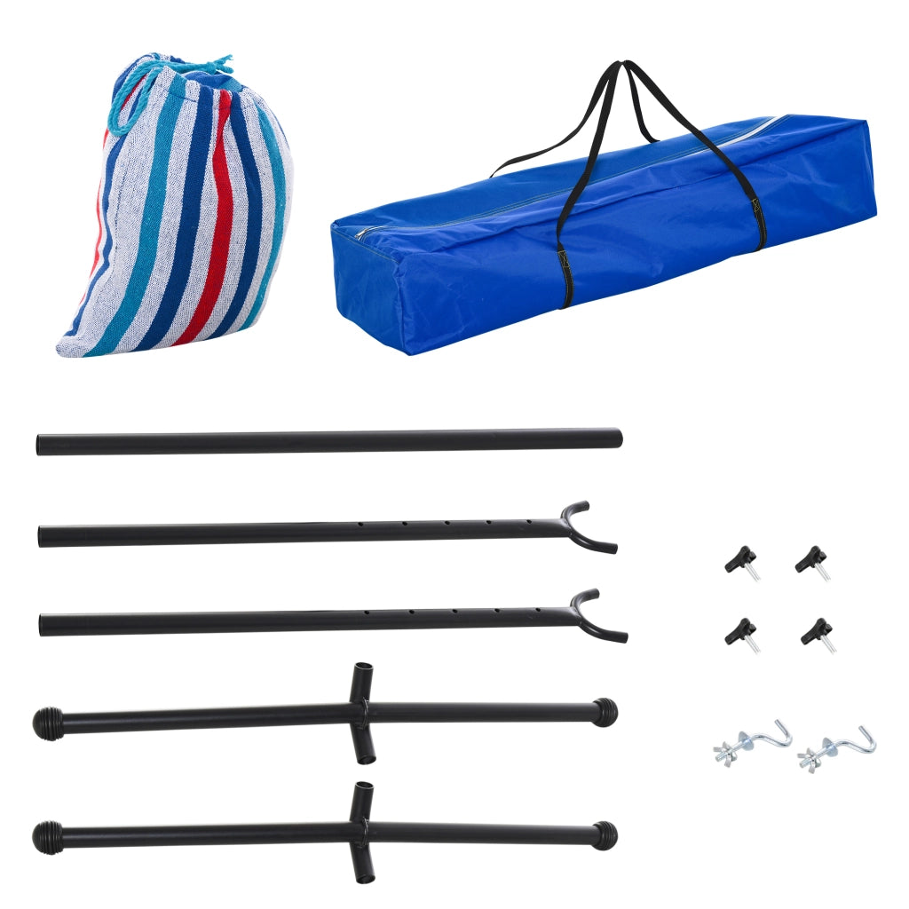 Amaca da giardino con supporto in metallo ¨C zephmum ¨C 1 posto, max 120 kg, blu e bianco