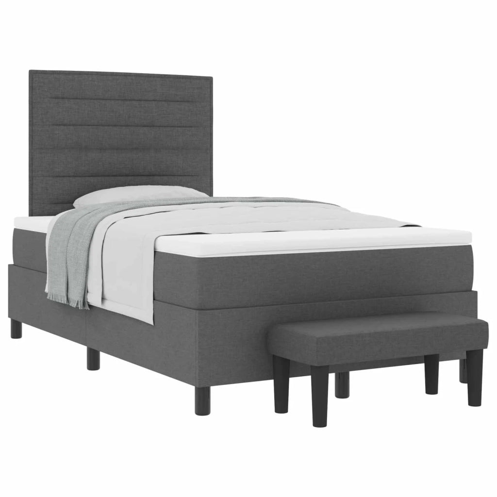 Letto a molle con materasso Grigio scuro 120 x 200 cm Tessuto