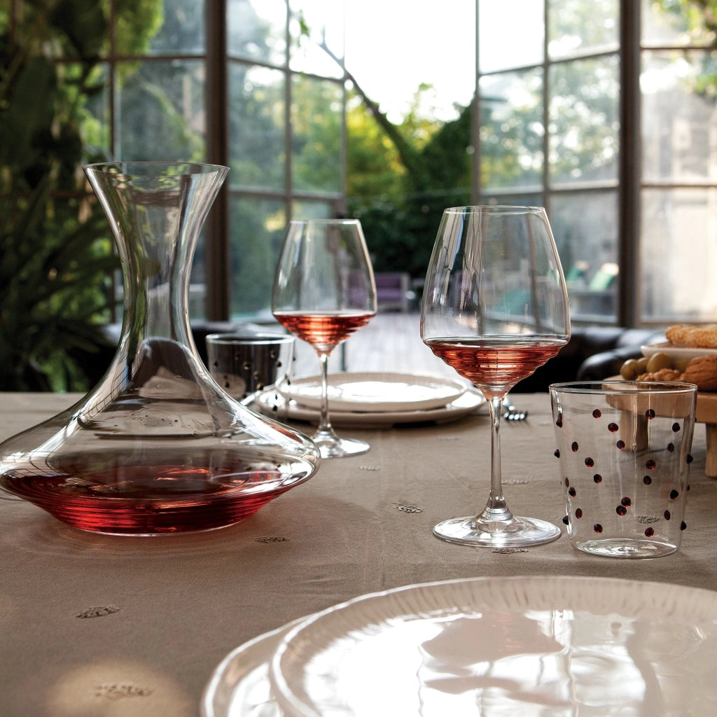 Zafferano Decanter Collezione Esperienze in vetro sonoro superiore lavorato a mano, design elegante con scanalature interne per ossigenazione vino