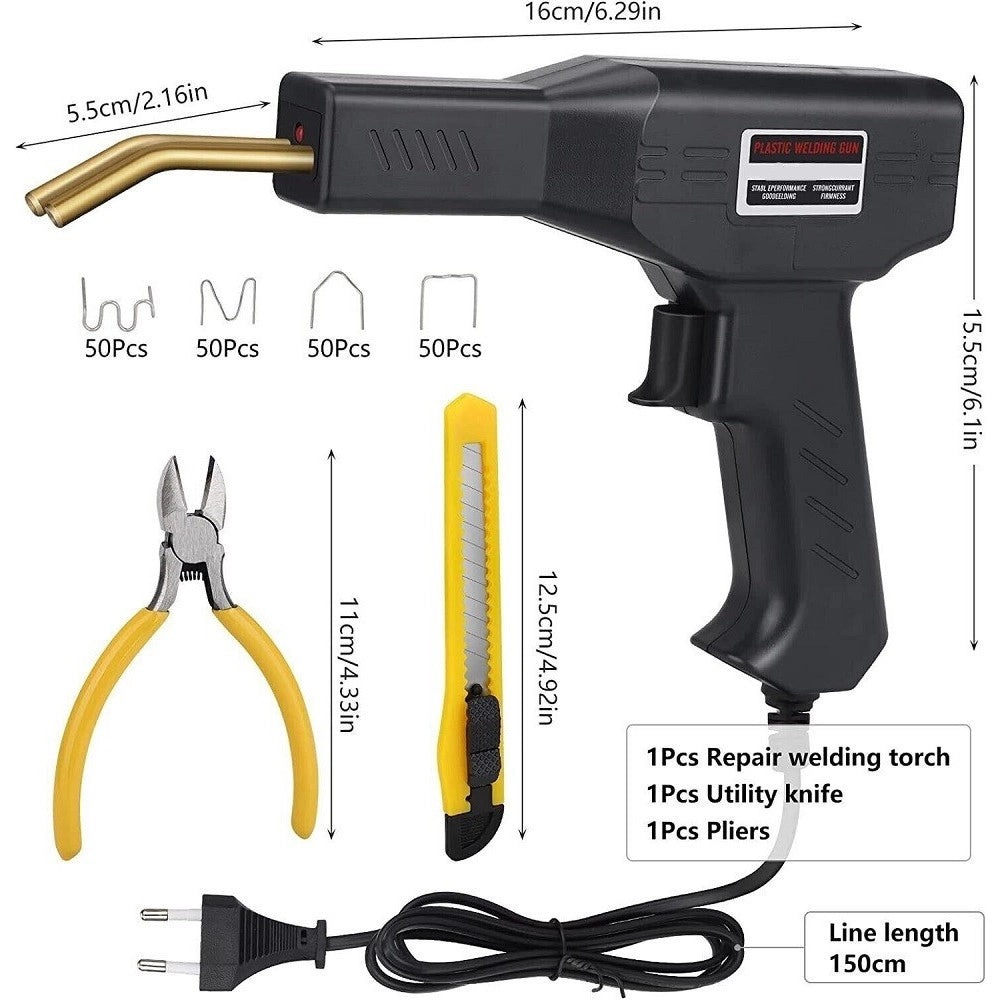 Trade Shop - Kit Pistola Saldatrice Saldatura Plastica 70 W Riparazione Paraurti Auto 200pz -