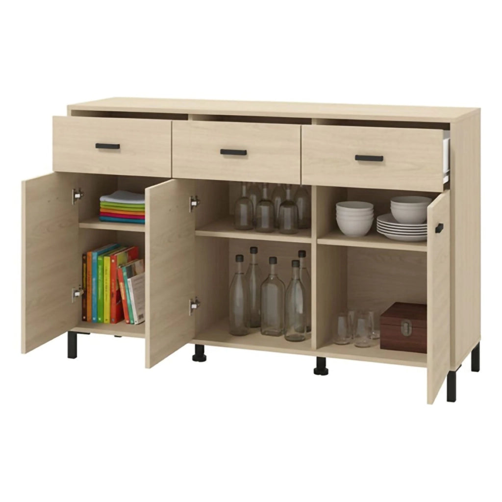 Madia Quassolo, Credenza 3 Cassetti, 138x40x90h cm Marrone Rovere