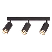 Plafoniera moderna nera a barra 3 spot GU10 Pipe Milagro