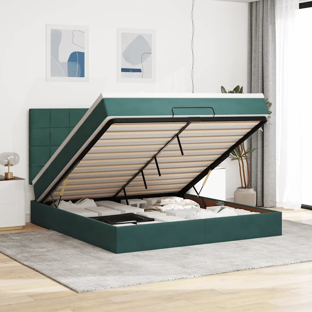 vidaXL Struttura Letto Pouf con Materassi 180x200 cm Velluto