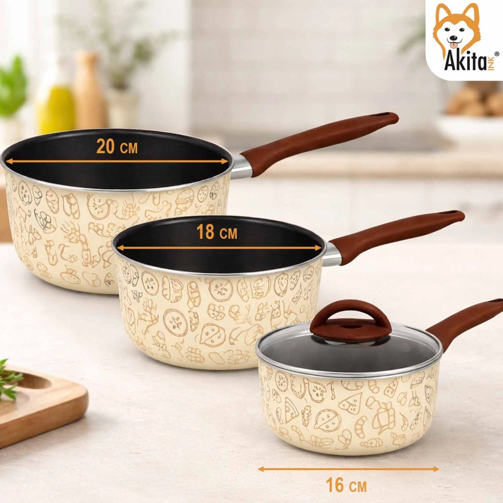 Akitaink Tris Casseruole Pastella 16 18 20 Vetro