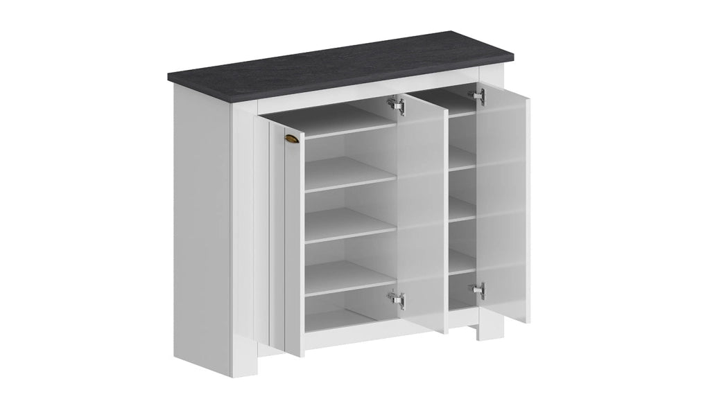 Scarpiera 3 Ante 114x42x100 cm Figo 3A Bianco Opaco/Report Grigio