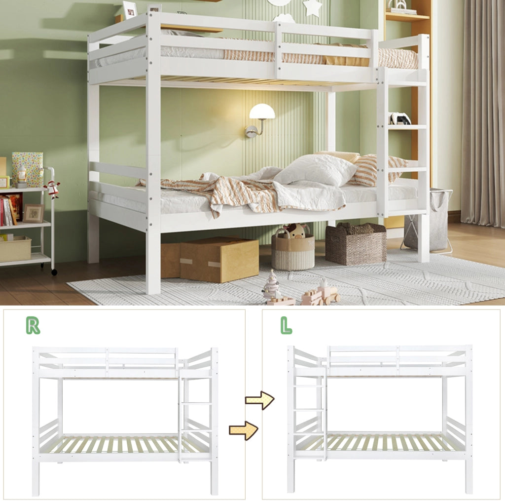 Letto a castello per bambini in pino bianco, 90 x 200 cm