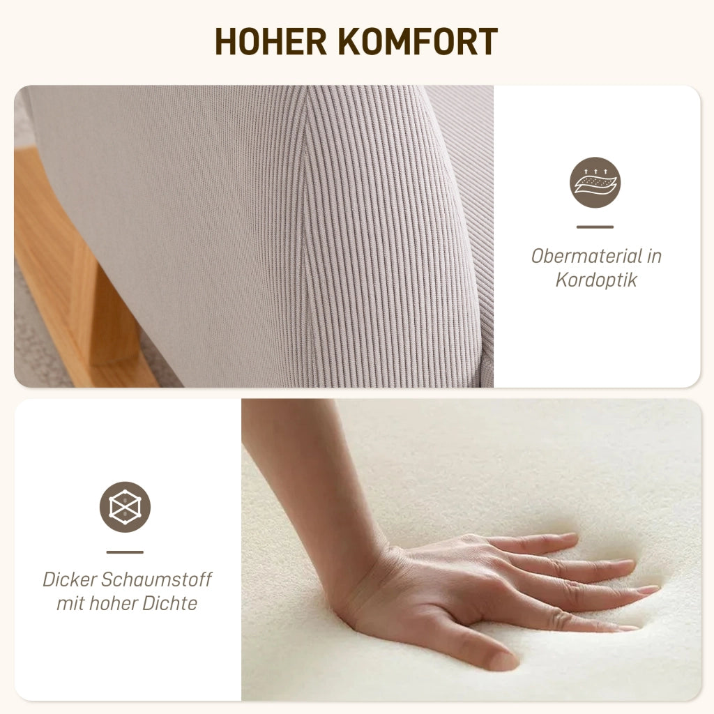 Poltrona Dondolo Design Retr¨° ¨C zephmum ¨C Tessuto Corda, Legno Gomma, Grigio Chiaro