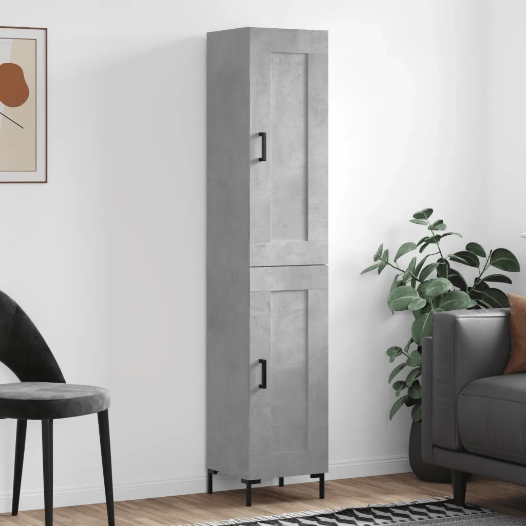 Credenza | Madia | Buffet da pranzo | Armadio da pranzo Grigio Cemento 34,5x34x180 cm in Legno Multistrato