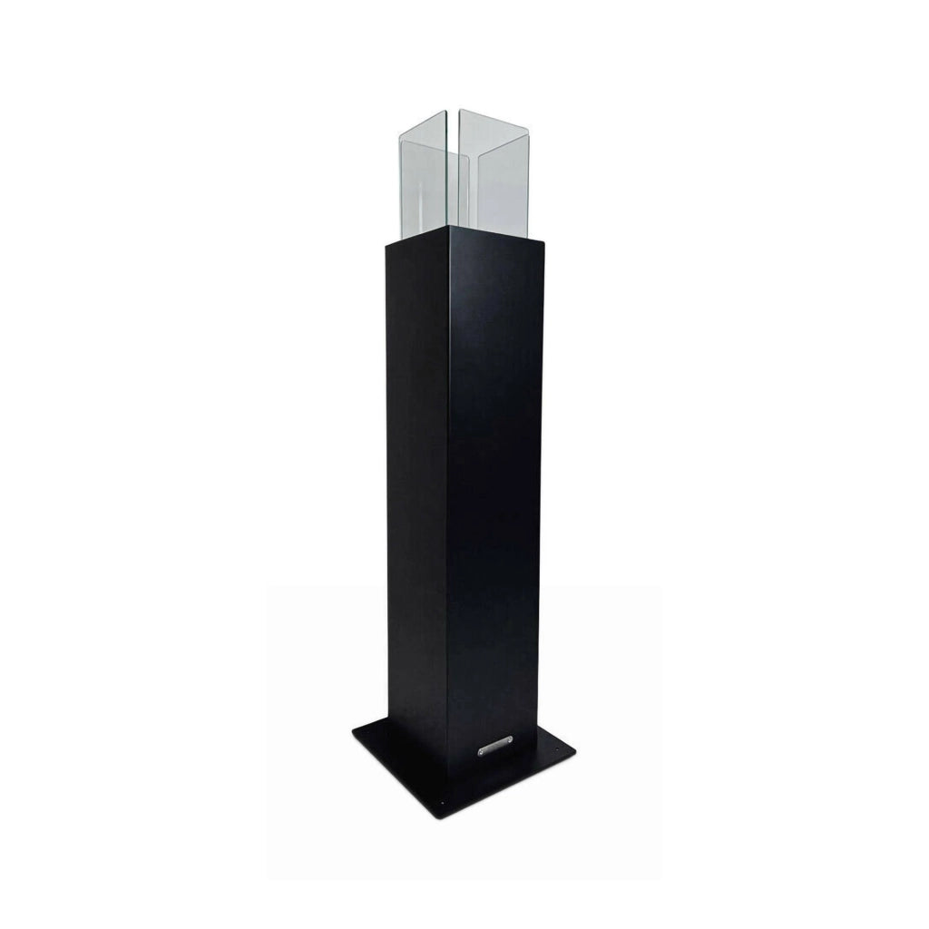 Camino a bioetanolo Jakarta, Caminetto ecologico, Focolare senza fumo, Riscaldatore ad etanolo, Made in Italy, 20x20 h110 cm, Nero