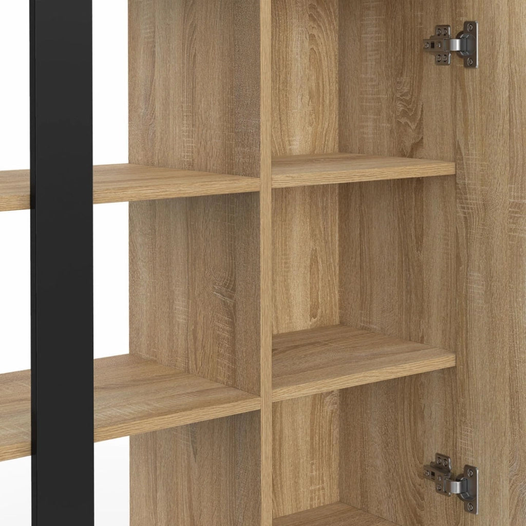 Credenza PHOENIX a 3 ripiani con armadio, 70 cm, legno e nero