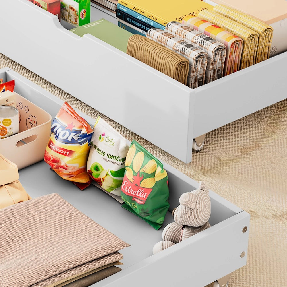 Cassetti Contenitore sotto Letto in MDF con Rotelle ¨C Xylo ¨C Bianco 93x66.5x20