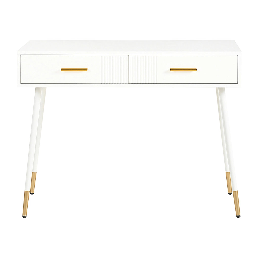 Tavolo da trucco e scrivania con 2 cassetti; 100x40x76 cm; MDF bianco