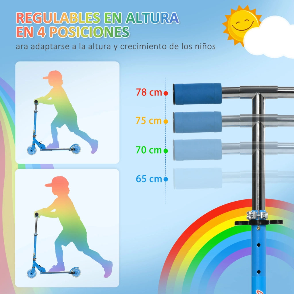 Pattinino per Bambini Pieghevole con Luci LED ¨C Zephmum ¨C Blu 67x32x65-78 cm
