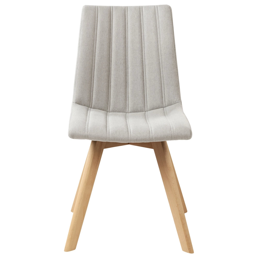 Set di 2 Sedie da Pranzo Tessuto grigio chiaro e Gambe in Legno Imbottitura verticale Schienale curvo