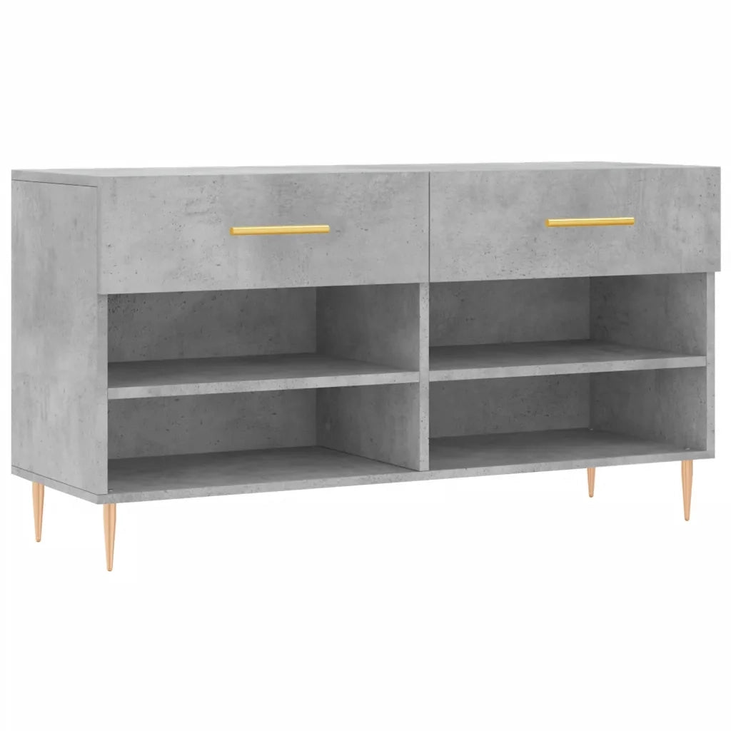 Panca Porta Scarpe-Sgabello-Panca Scarpiera Grigio Cemento 102x35x55cm Legno Multistrato 113869