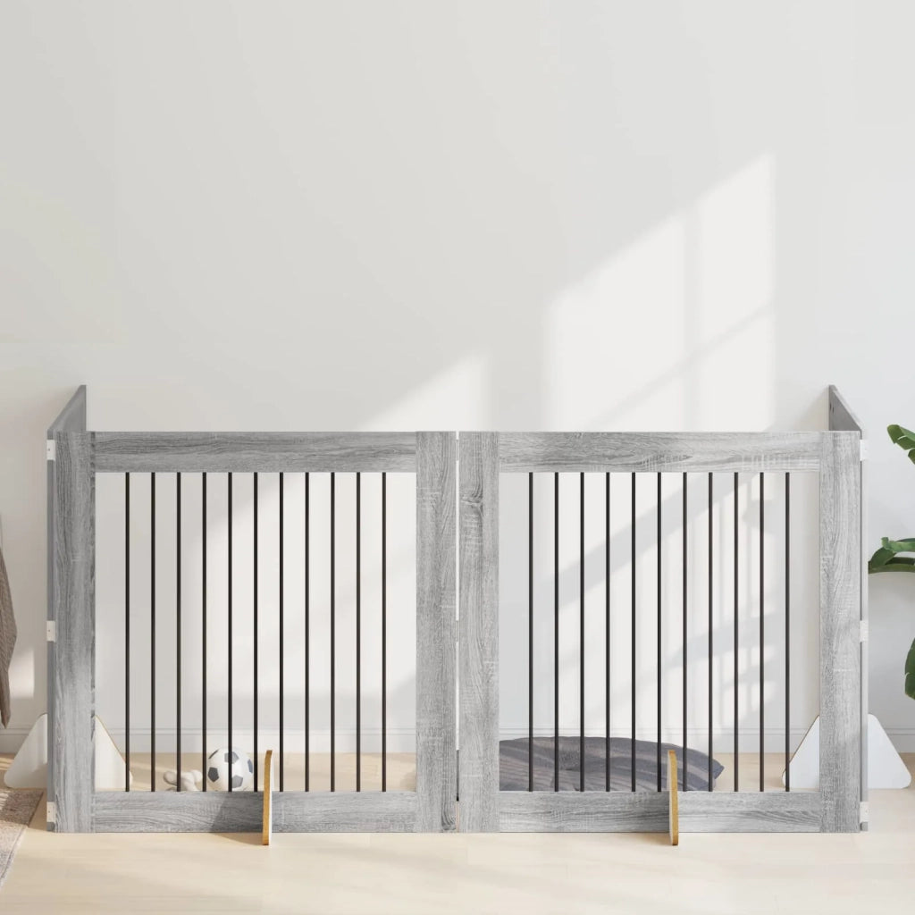 Cancello per cani con supporti 4 pz Grigio Sonoma 100 x 100 cm CFW8842725