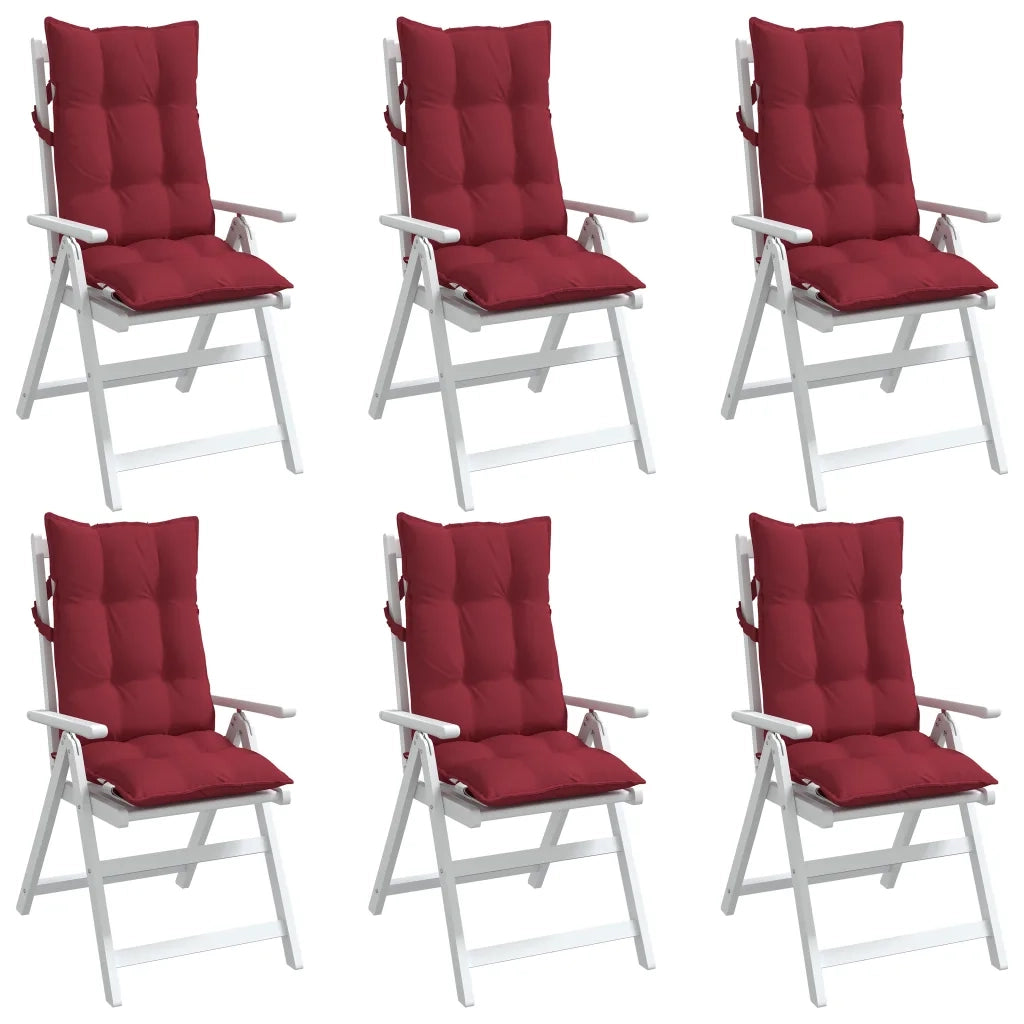 Cuscini Sedia con Schienale Alto 6 pz Rosso Vino Tessuto Oxford 377631