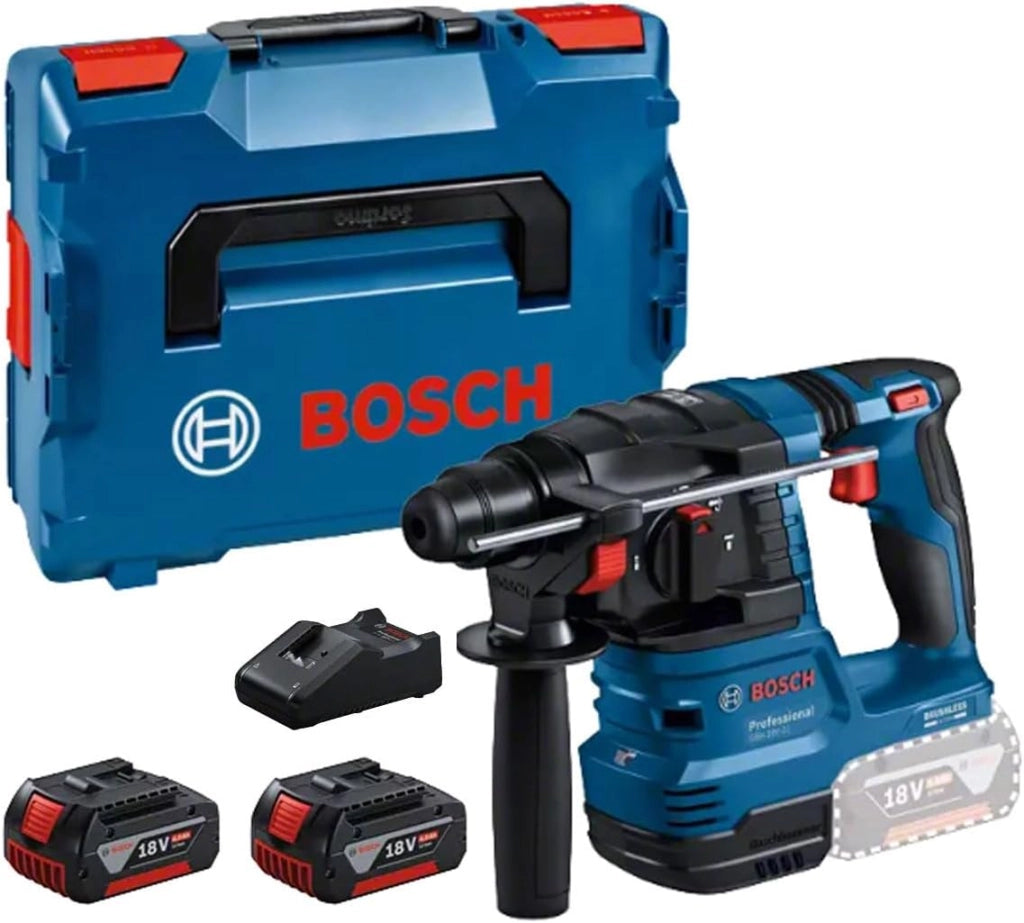 Bosch Professional 18V System Martello perforatore a batteria GBH 18V-22 (con SDS plus, ideale per praticare fori da 6 a 10 mm, incl. 2 batterie da 4.0 Ah, caricabatt. rapido GAL 18V-40, per L-BOXX)