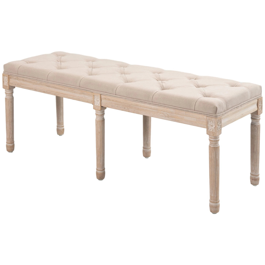 Divano a 2 posti ¨C zephmum ¨C Vintage, bottoni, gambe tornite, crema e bianco