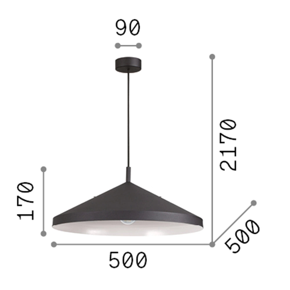 Sospensione Industrial-Minimal Yurta Metallo Bianco 1 Luce E27 D50