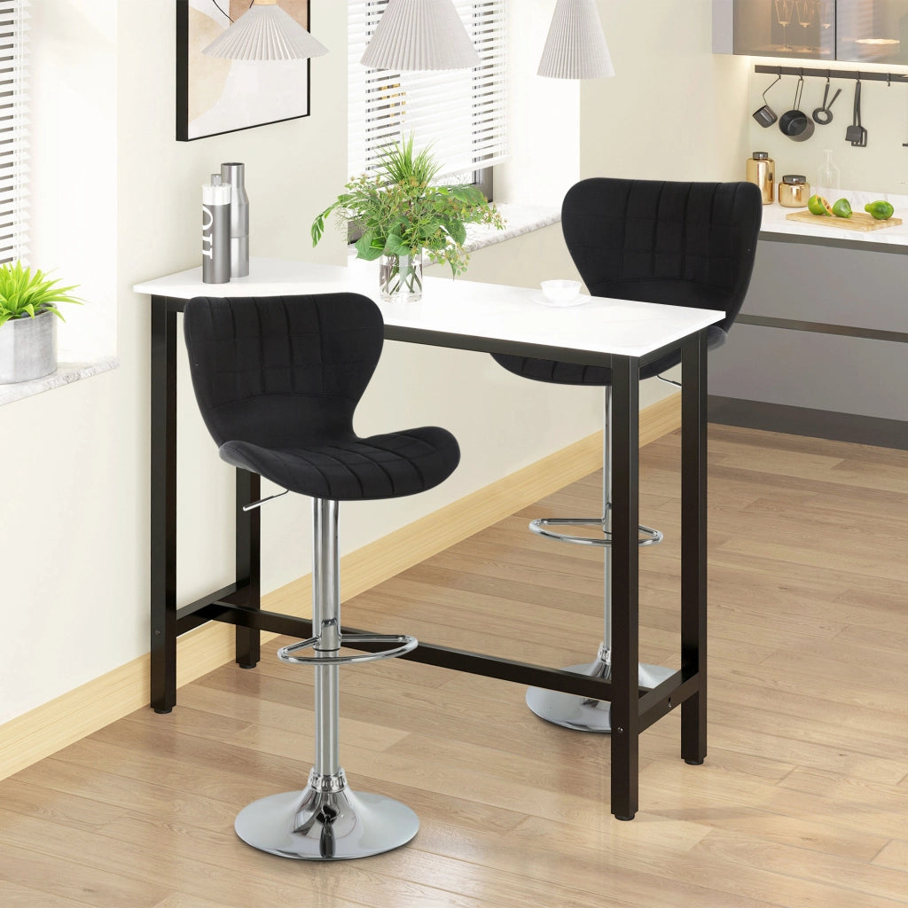 Sgabello da Bar Design Moderno Regolabile Girevole 360¡ã ¨C Zephmum ¨C Lino Nero 59-81 cm