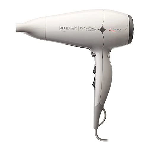 Ga.ma GH0302 Diamond Ceramic Ion Asciugacapelli 2200W tecnologia ionica ceramica 2 velocita' 3 temperature colpo aria fredda bocchetta e diffusore inclusi colore Bianco